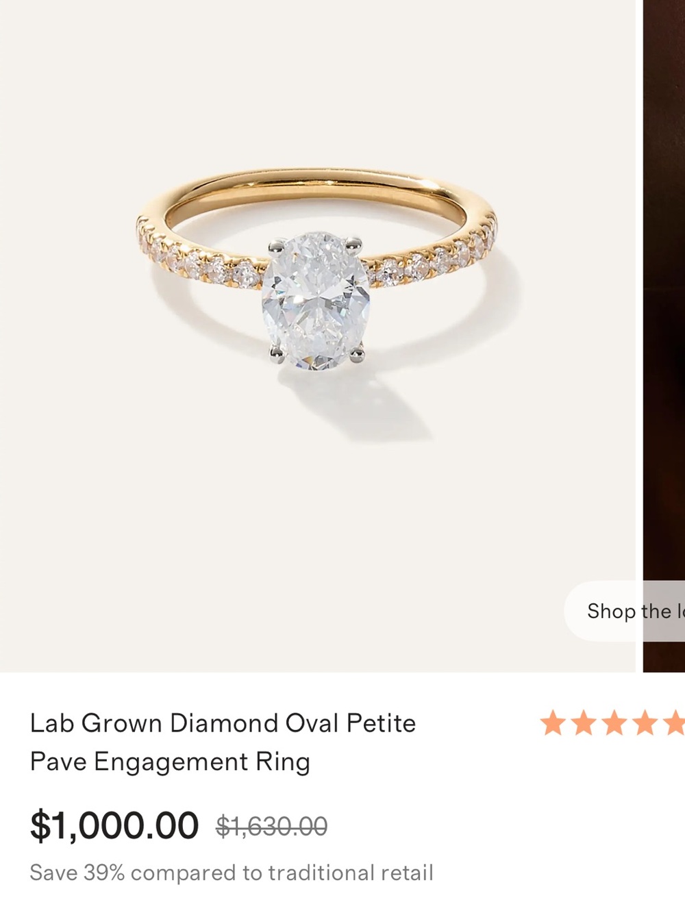 Diamond oval ring women’s 4.5 new